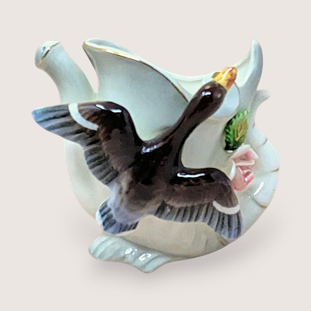 1950s Thames Hand Painted Ceramic Duck Watering Can Vase